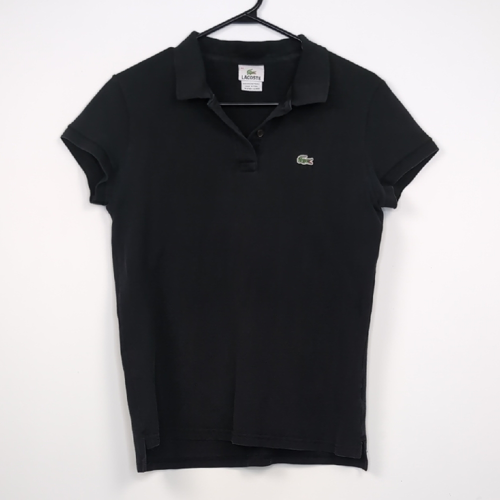 Lacoste Black classic pique collared shirt, size 44 women’s